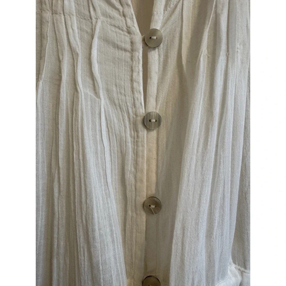 Free People Cream Maxi Button-Front Ruffled Bohemian Sea La Vie Dress - Picture 5 of 16